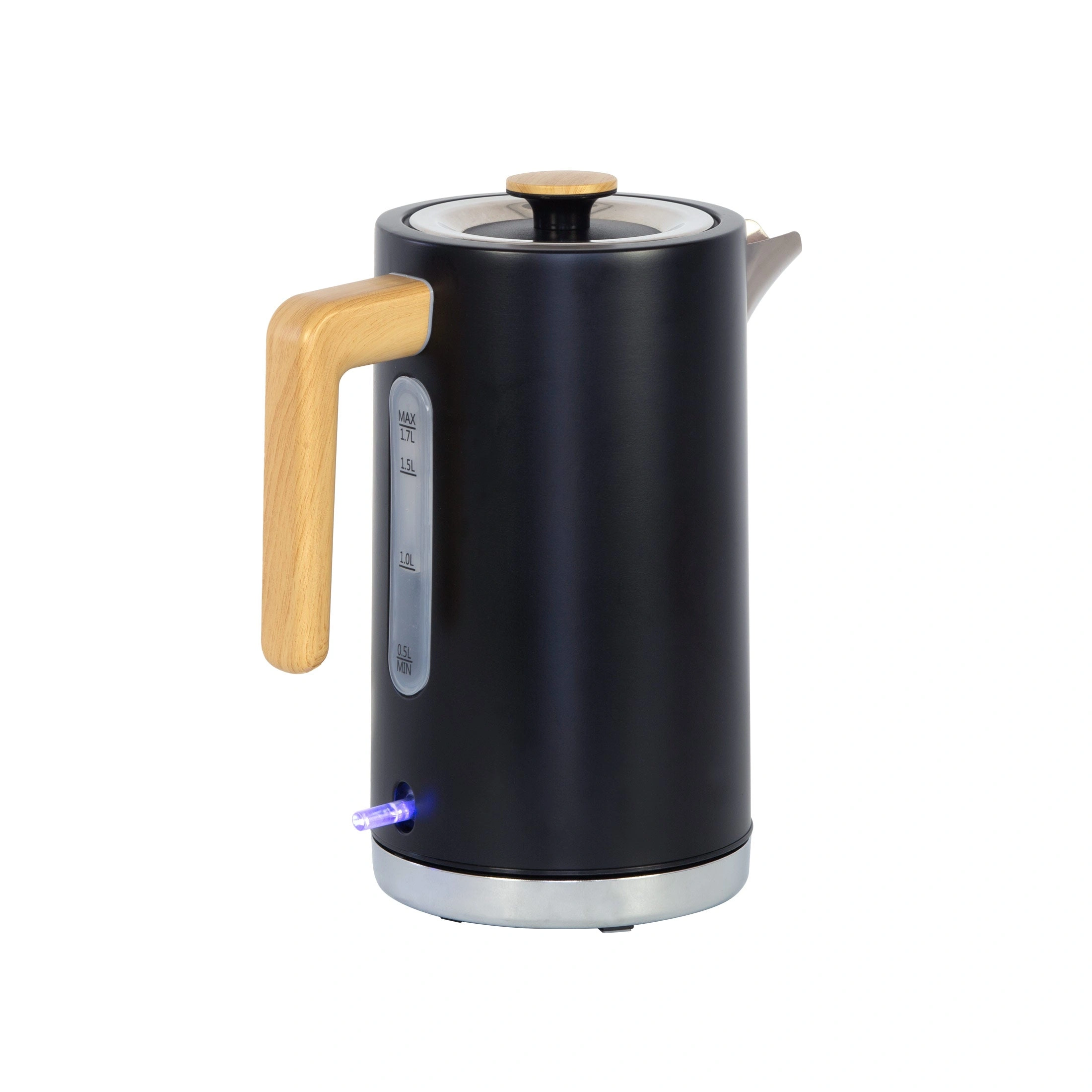 Stylish 1.7L Black Kettle with Warm Wood Details – Perfect for Cozy Moments!